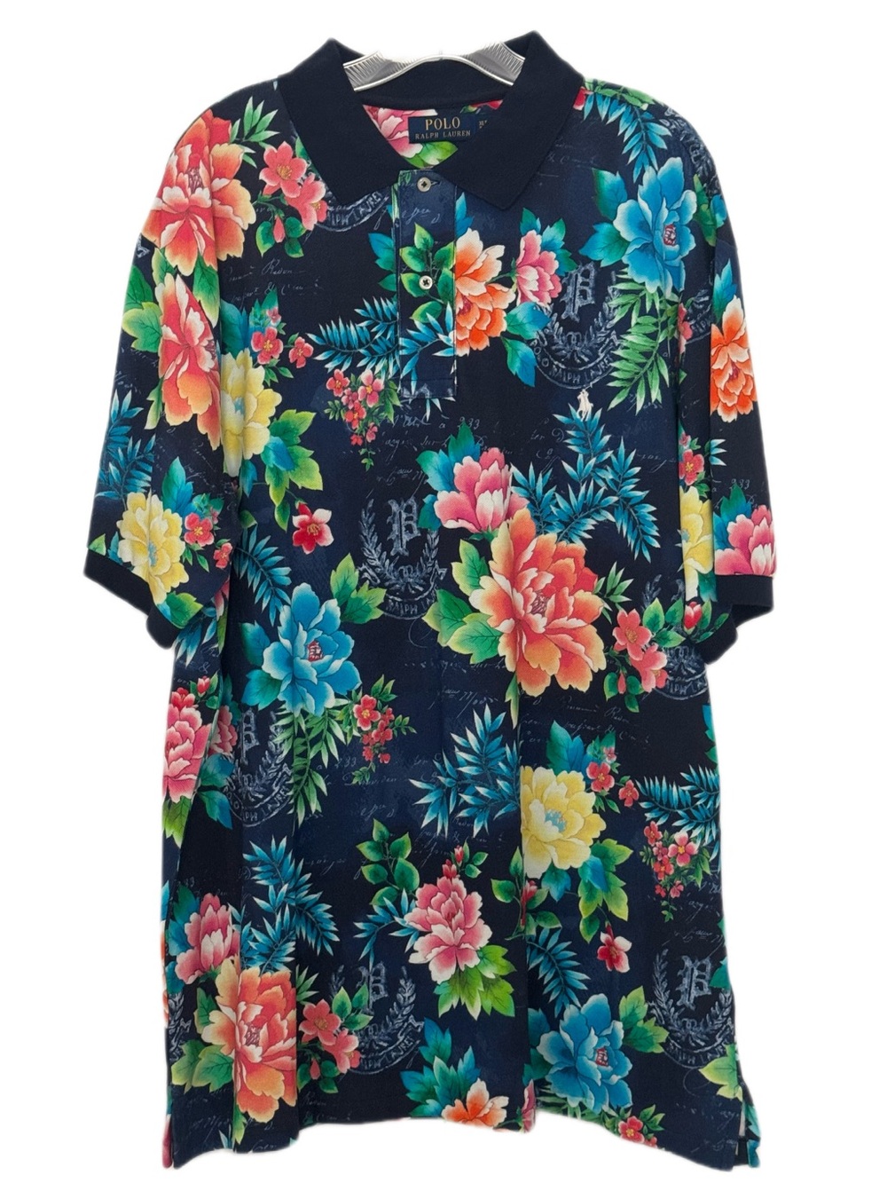 Polo Ralph Lauren Navy Polo with Bright Floral Print
